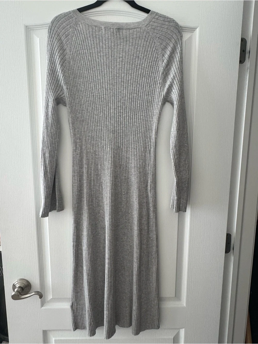 J. Crew Light Gray Ribbed V-Neck Sweater Dress